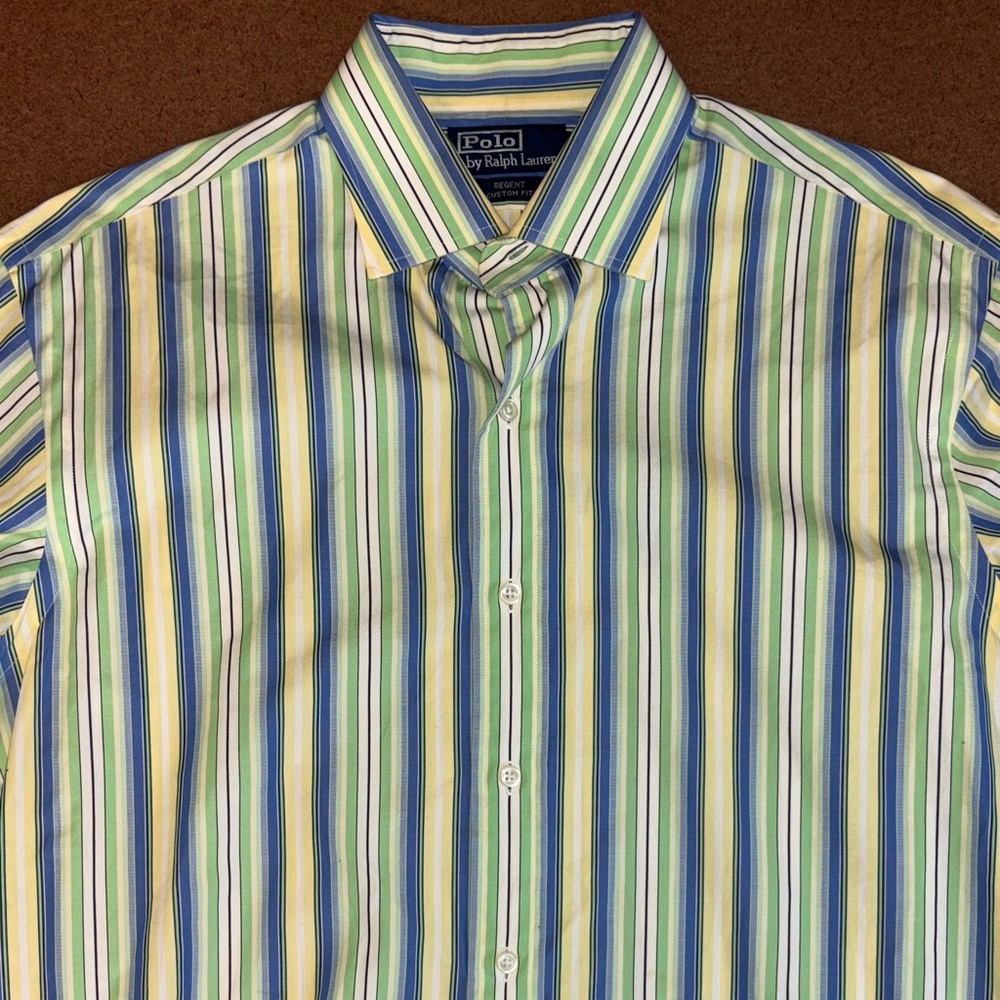 Polo by Ralph Lauren Regent Green, Blue & Yellow Striped Button-Down Shirt